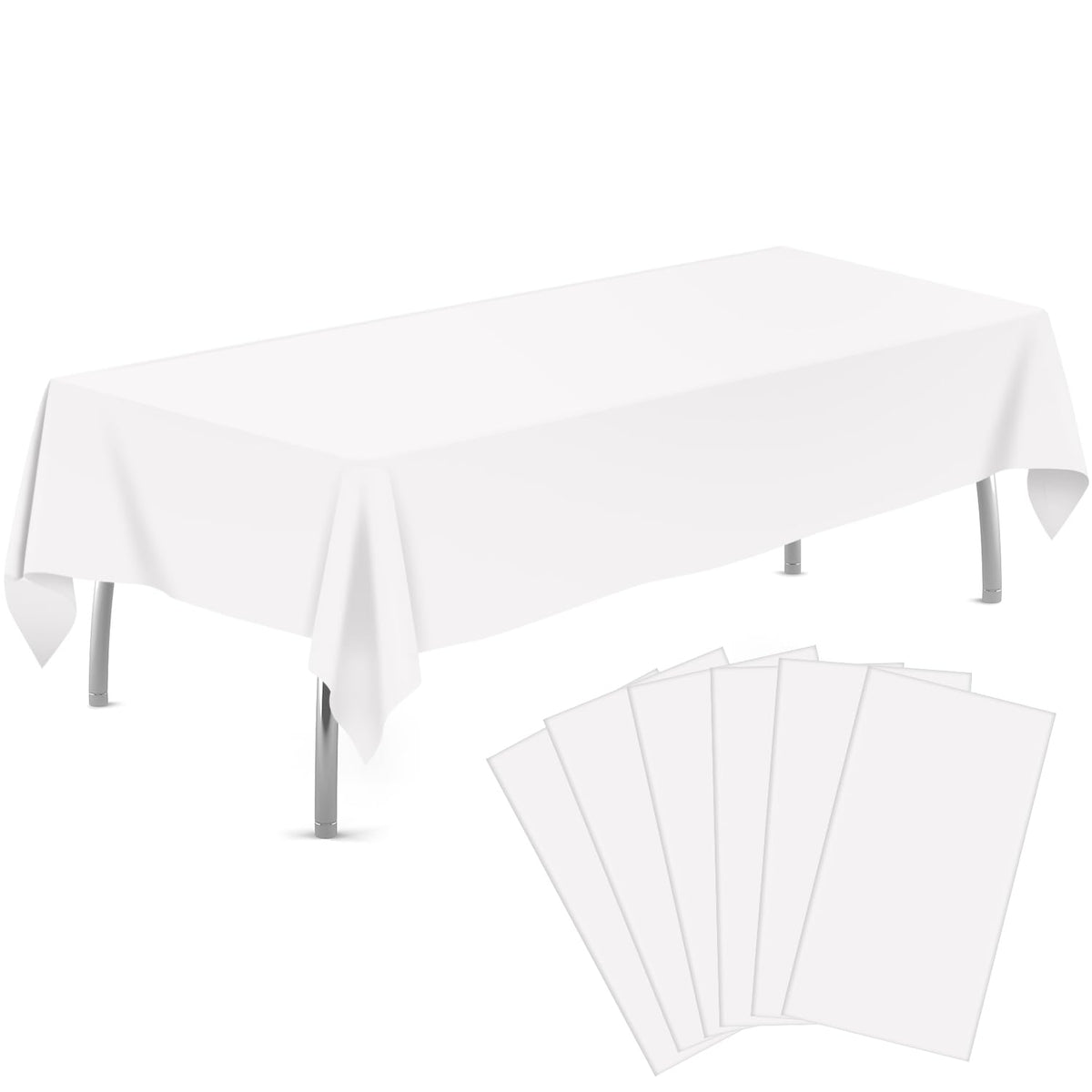 tujol Pink and White Checkered 6 Pack Plastic Table Cloth 54" x 108"
