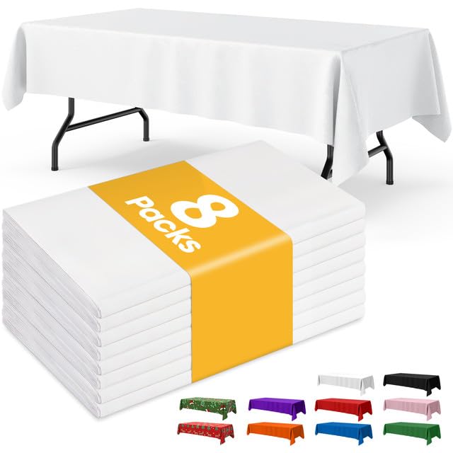 Niuara Ivory Plastic Table Cloth Disposable, 4 Pack, 54 x 108 in