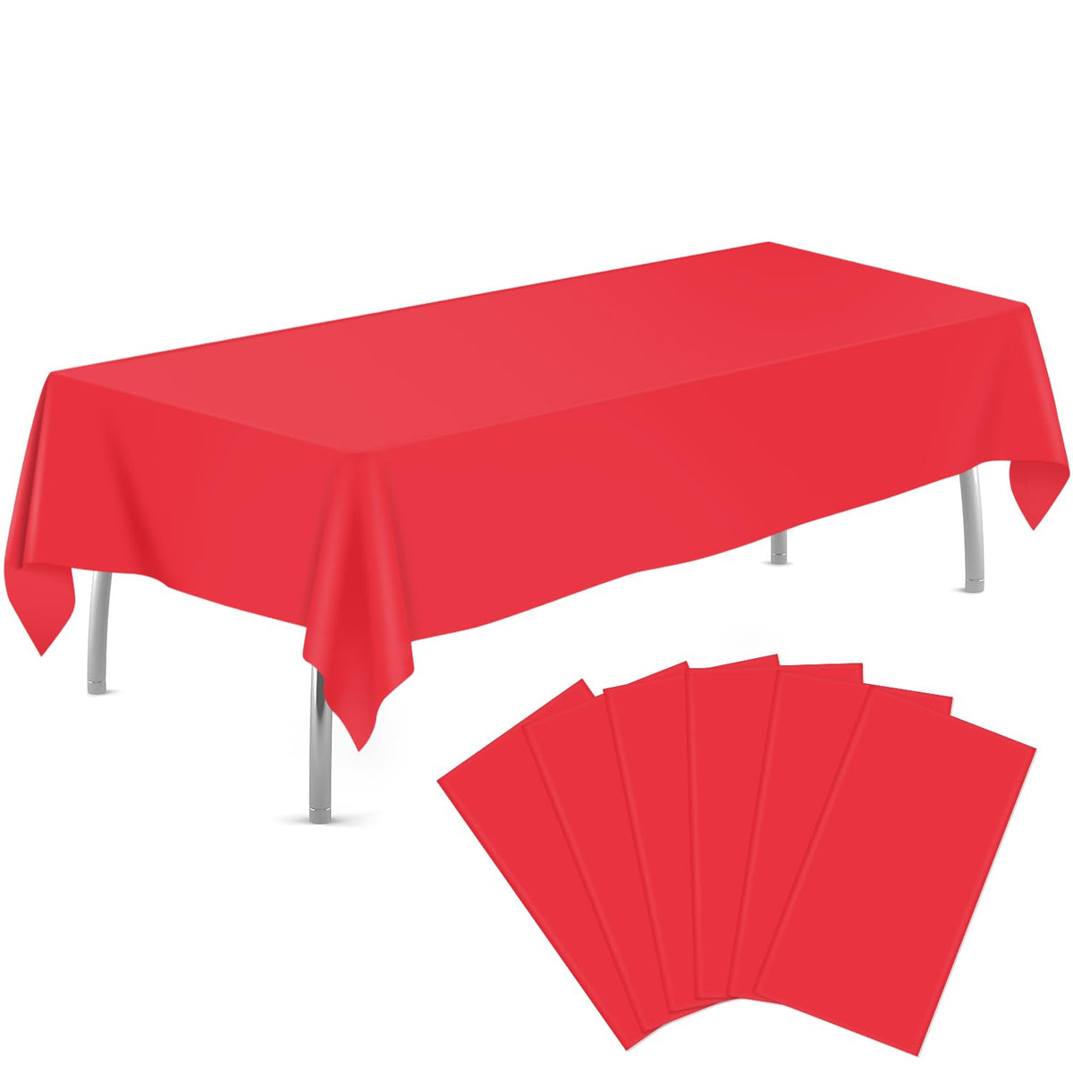 tujol Pink and White Checkered 6 Pack Plastic Table Cloth 54" x 108"