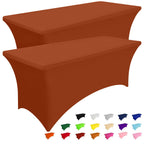 Smiry 2 Pack Spandex Table Cloth 6FT, Elastic Fitted Black Tablecloth