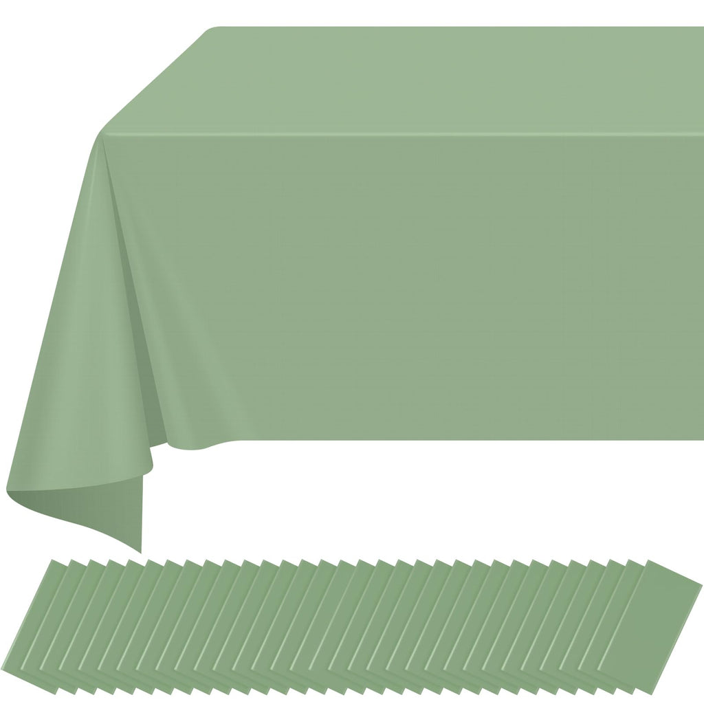 12Pack Sage Green Plastic Checkered Tablecloth, Premium Decorative Disposable Sage Green Gingham Plaid Table Cloths for Parties, Rectangle Party Table Cover for Picnic Birthday Wedding, 54x108 Inch