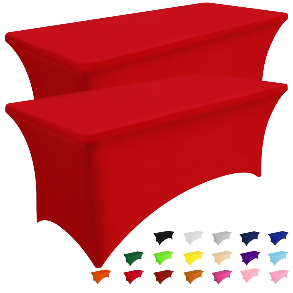 Smiry 2 Pack Spandex Table Cloth 6FT, Elastic Fitted Black Tablecloth