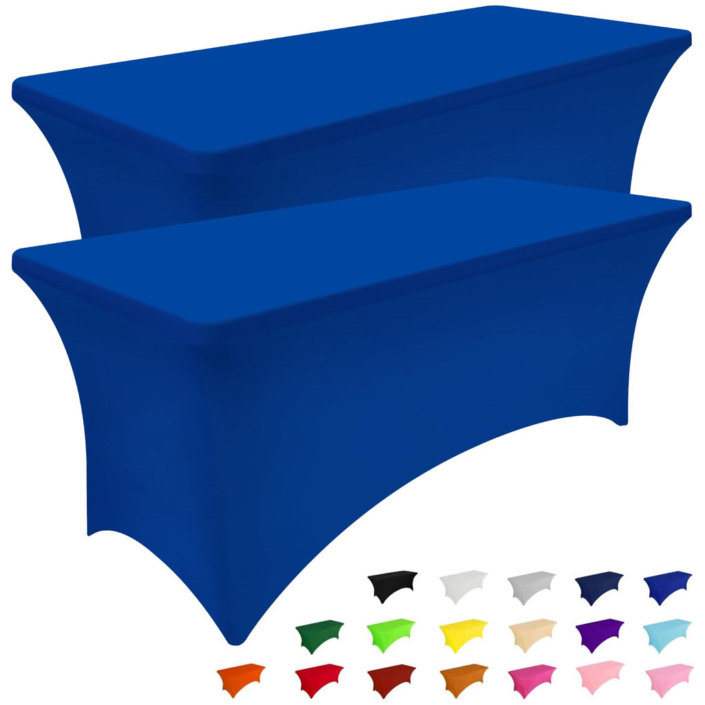 Smiry 2 Pack Spandex Table Cloth 6FT, Elastic Fitted Black Tablecloth