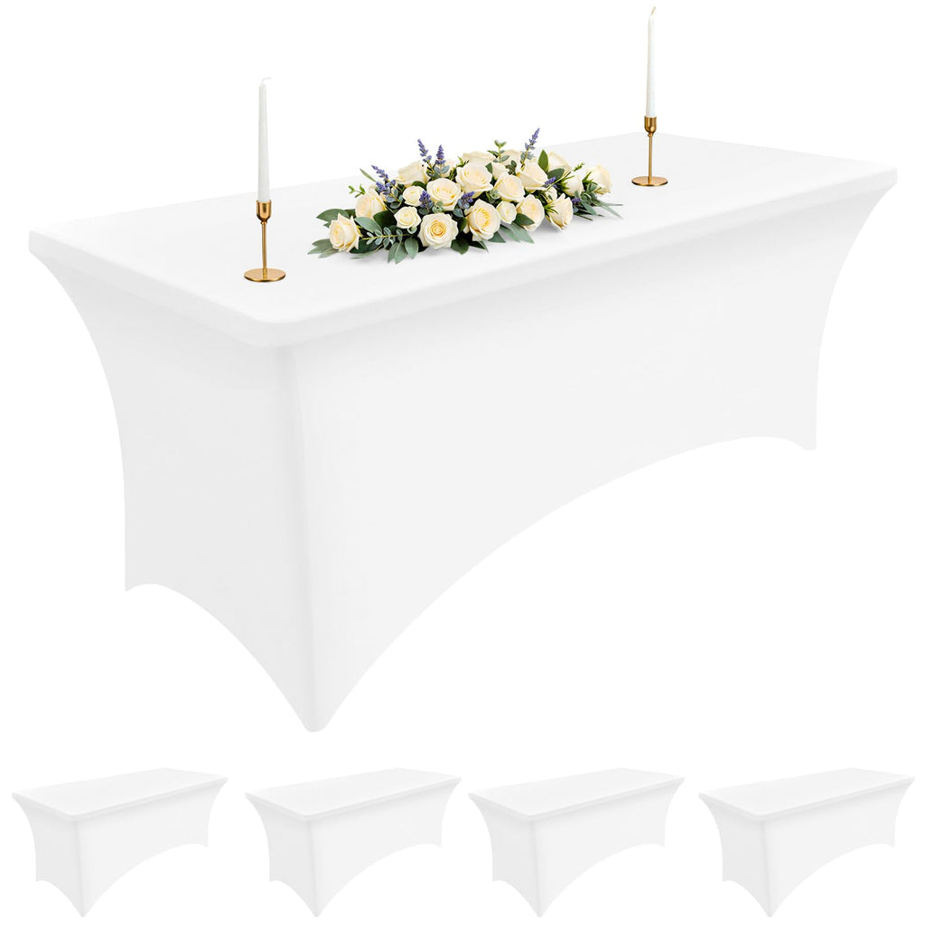 Smiry 2 Pack Spandex Table Cloth 6FT, Elastic Fitted Black Tablecloth
