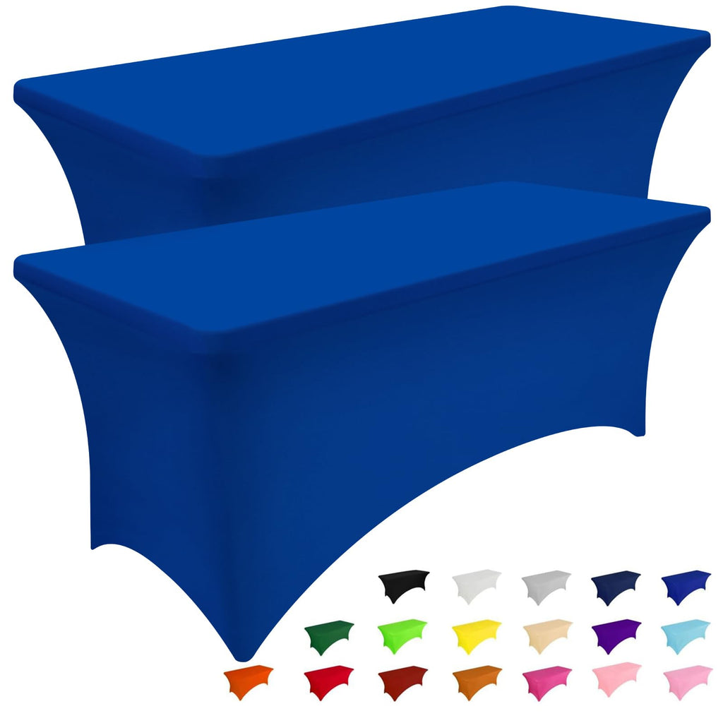 Smiry 2 Pack Spandex Table Cloth 6FT, Elastic Fitted Black Tablecloth
