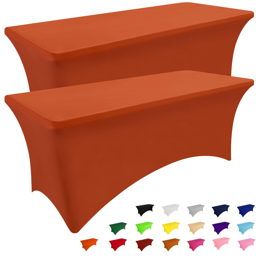 Smiry 2 Pack Spandex Table Cloth 6FT, Elastic Fitted Black Tablecloth