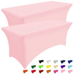 Smiry 2 Pack Spandex Table Cloth 6FT, Elastic Fitted Black Tablecloth