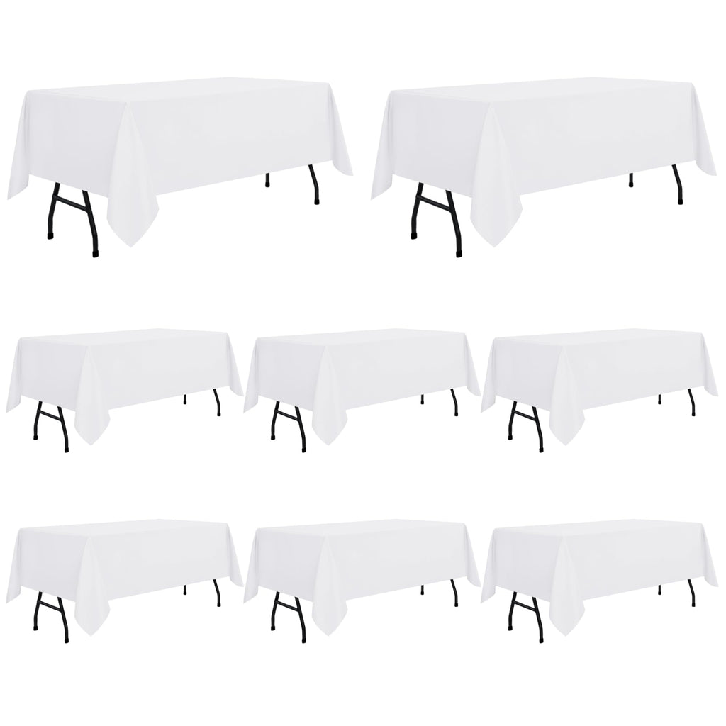 sancua White Table Cloths Rectangular, 8 Pack 90x132 Inch Tablecloths