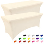 Smiry 2 Pack Spandex Table Cloth 6FT, Elastic Fitted Black Tablecloth