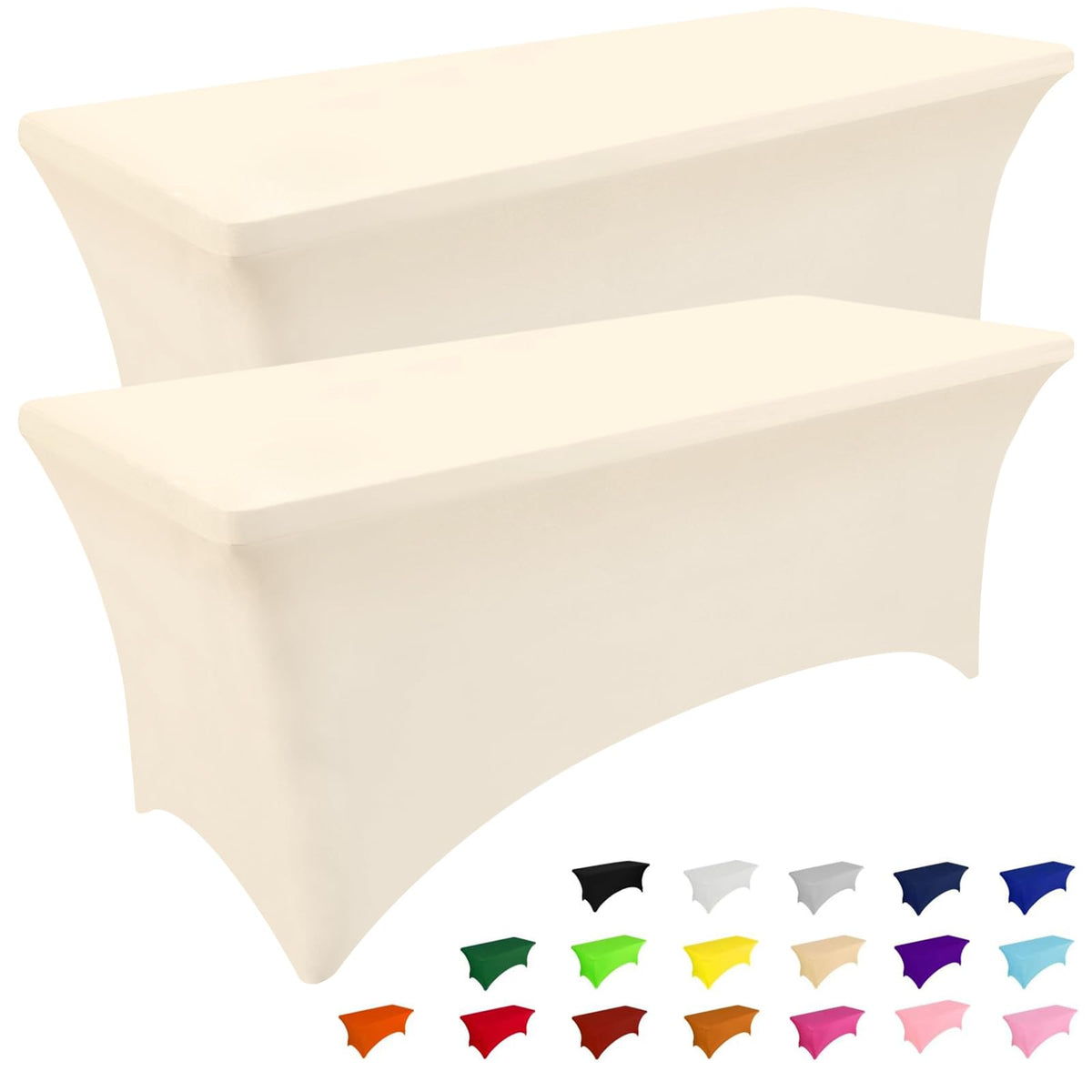 Smiry 2 Pack Spandex Table Cloth 6FT, Elastic Fitted Black Tablecloth