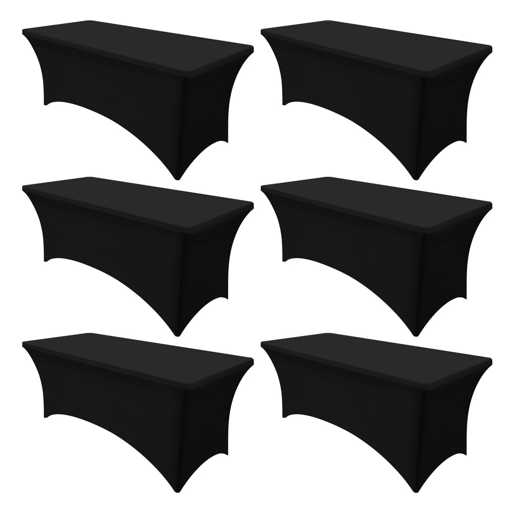 Smiry 2 Pack Spandex Table Cloth 6FT, Elastic Fitted Black Tablecloth