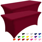 Smiry 2 Pack Spandex Table Cloth 6FT, Elastic Fitted Black Tablecloth