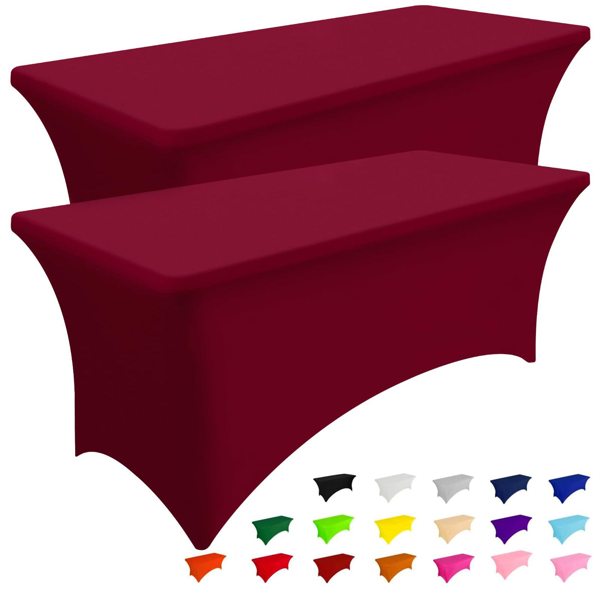 Smiry 2 Pack Spandex Table Cloth 6FT, Elastic Fitted Black Tablecloth