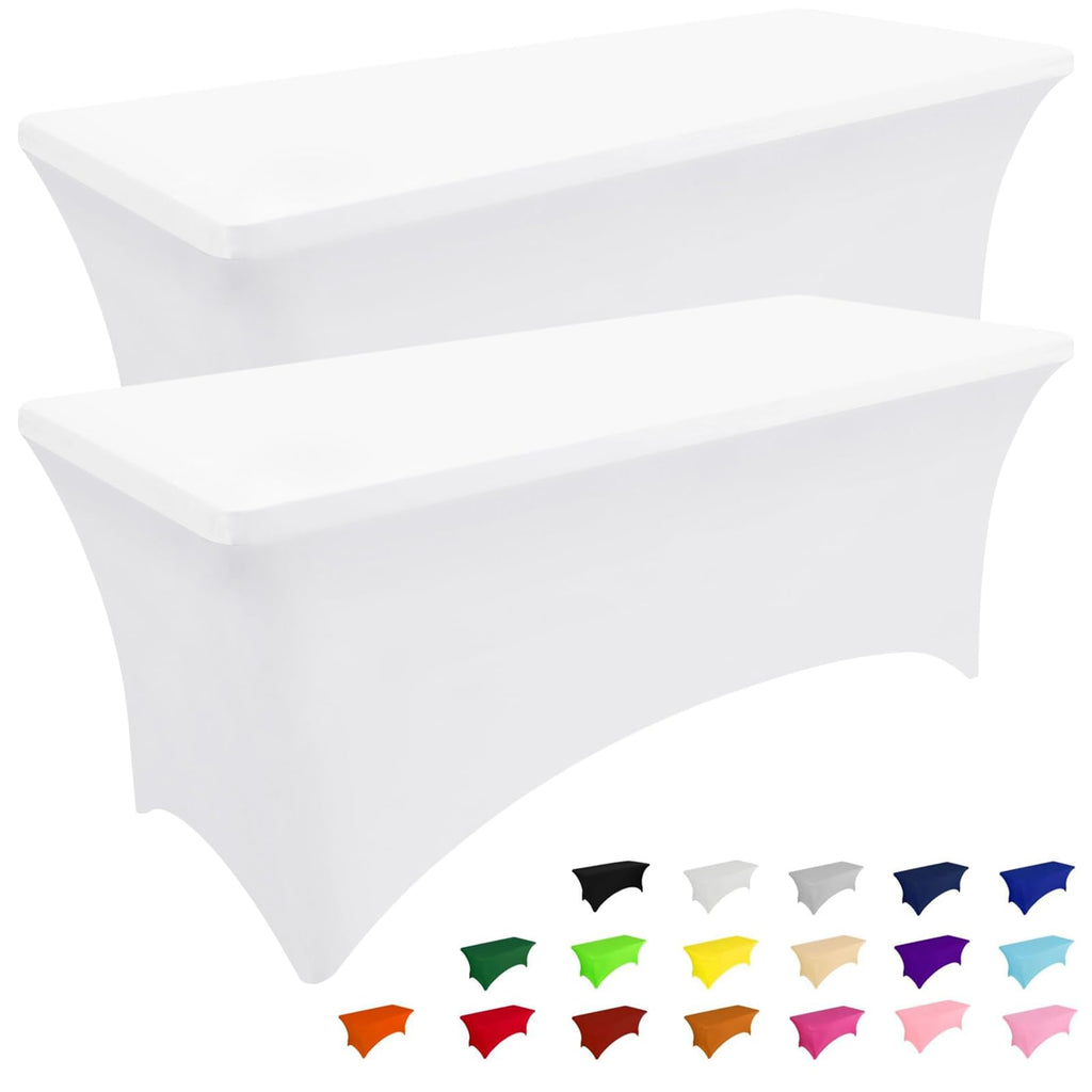 Smiry 2 Pack Spandex Table Cloth 6FT, Elastic Fitted Black Tablecloth