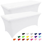 Smiry 2 Pack Spandex Table Cloth 6FT, Elastic Fitted Black Tablecloth