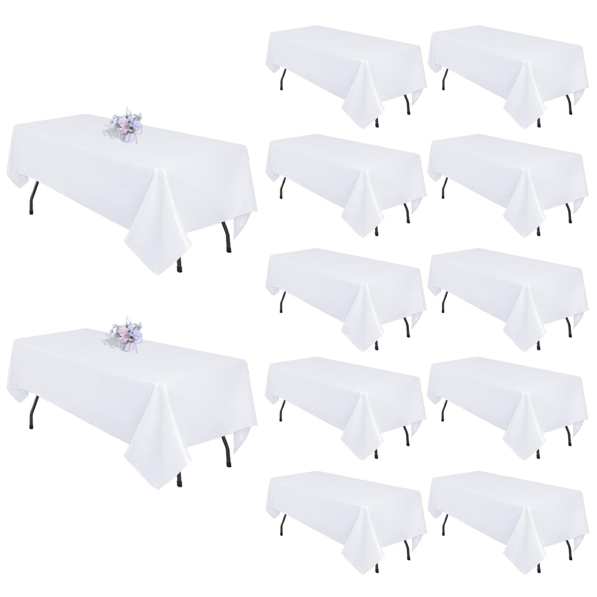 12 Pack 60 x 102 Inch Black Tablecloths for 6 Foot Rectangle Tables