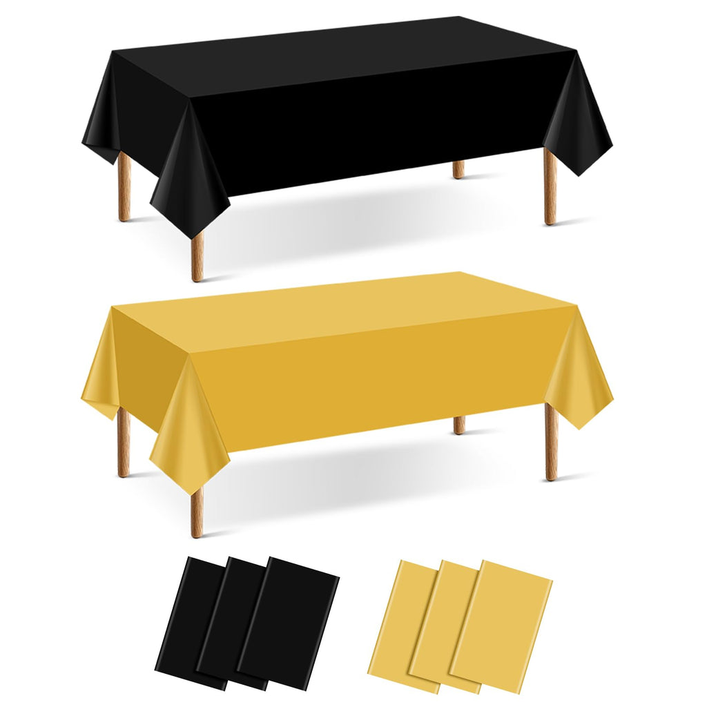 mwellewm 6Pc Plastic Table Cloth Disposable Tablecloth for Rectangle Tables