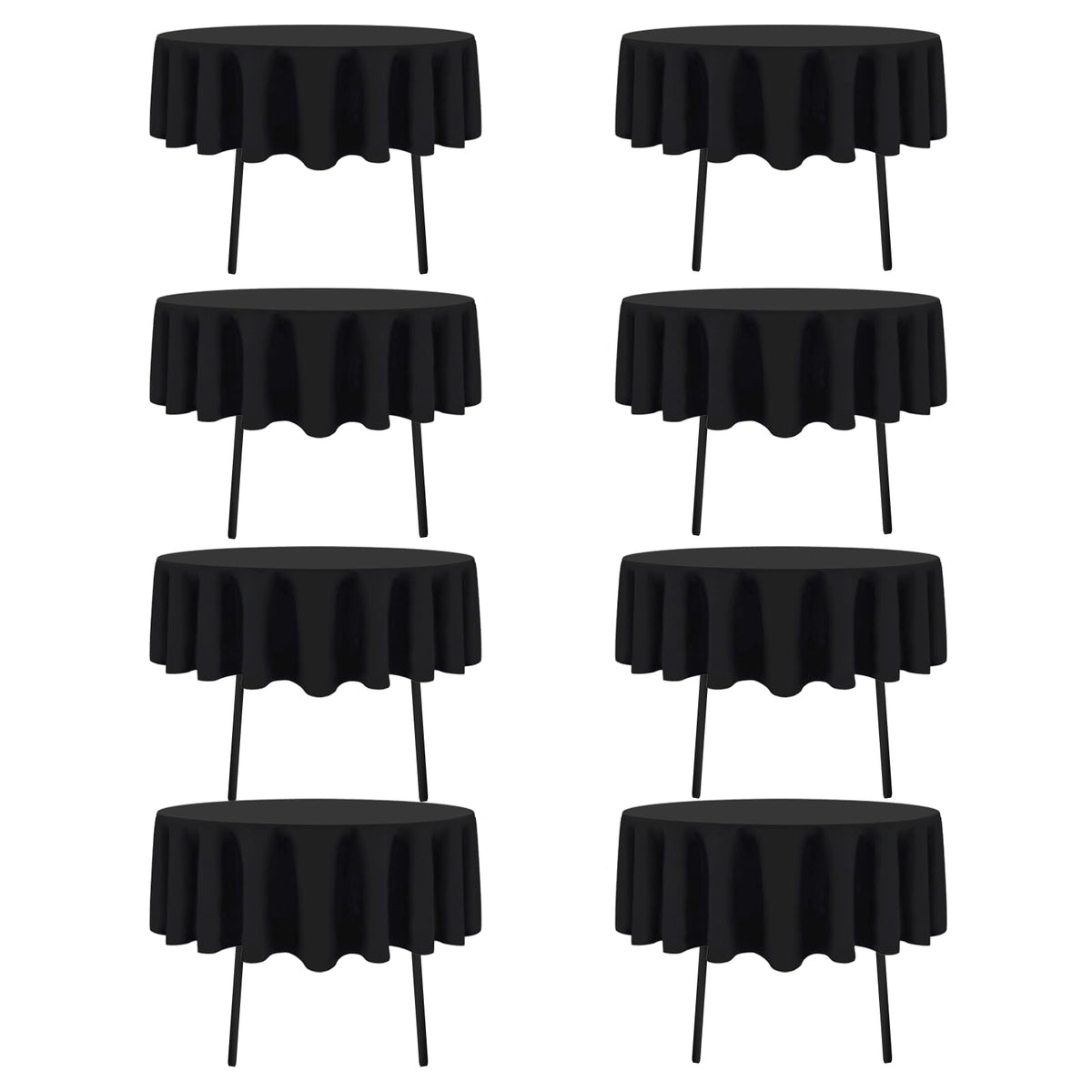 Black Tablecloths Rectangle 60 x 102 Inch, 12 Pack