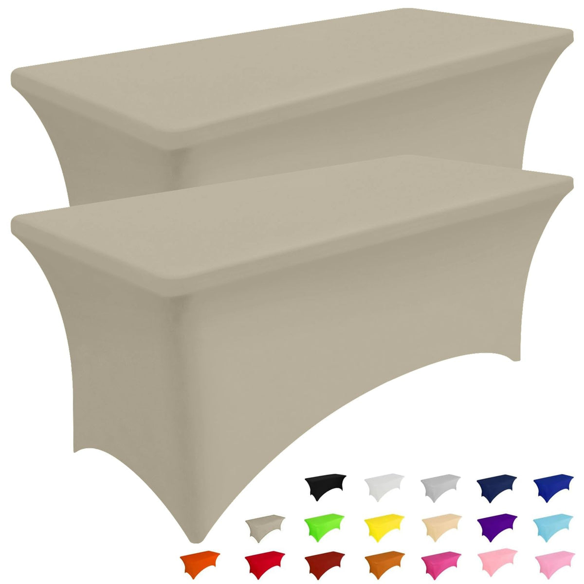 Smiry 2 Pack Spandex Table Cloth 6FT, Elastic Fitted Black Tablecloth