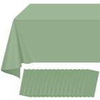 12Pack Sage Green Plastic Checkered Tablecloth, Premium Decorative Disposable Sage Green Gingham Plaid Table Cloths for Parties, Rectangle Party Table Cover for Picnic Birthday Wedding, 54x108 Inch