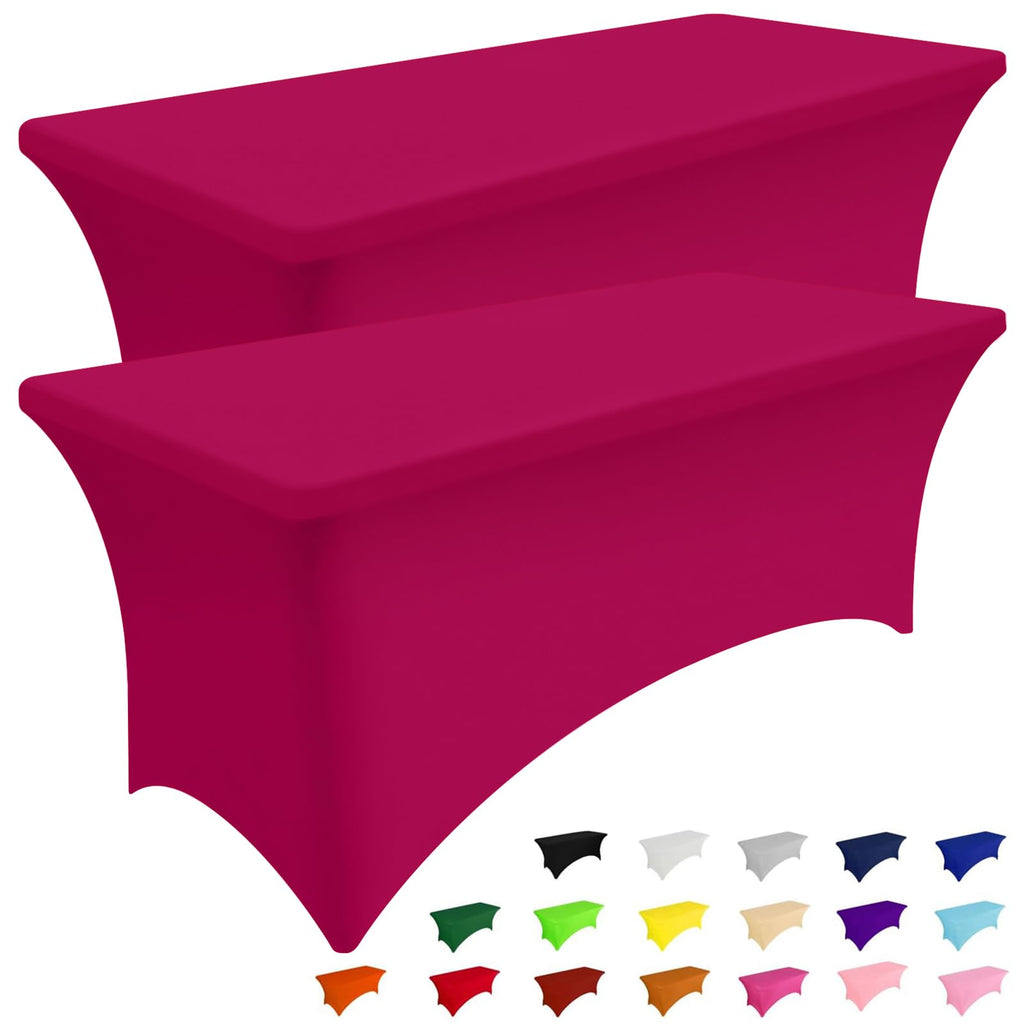 Smiry 2 Pack Spandex Table Cloth 6FT, Elastic Fitted Black Tablecloth