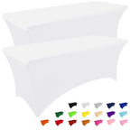 Smiry 2 Pack Spandex Table Cloth 6FT, Elastic Fitted Black Tablecloth