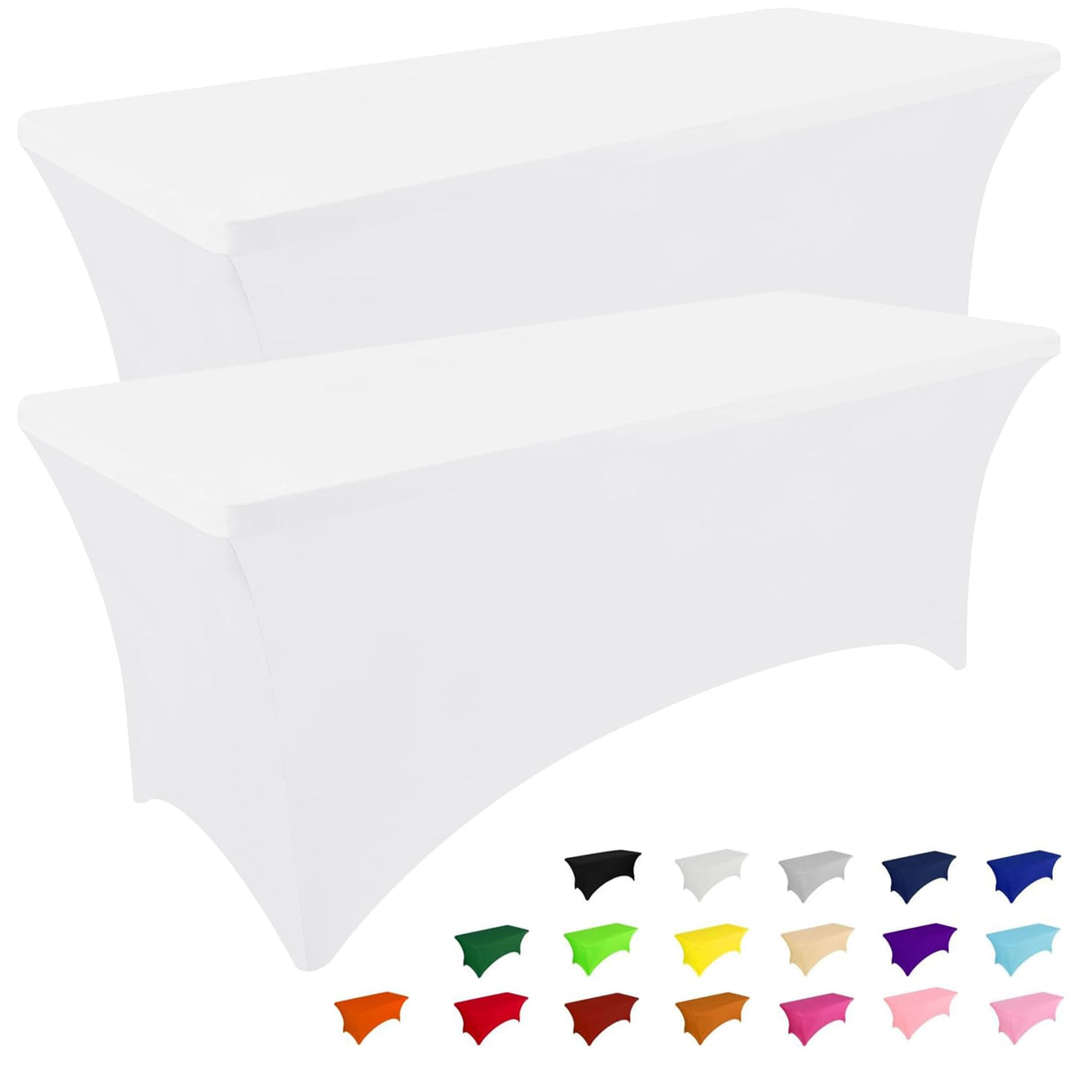 Smiry 2 Pack Spandex Table Cloth 6FT, Elastic Fitted Black Tablecloth
