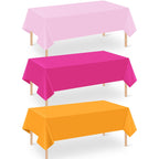 12 Pack Hawaiian Plastic Tablecloth for Rectangle Tables, Pink Green Yellow Tropical Disposable Table Cover, Luau Rectangle Table Cloth for Summer Flamingo Birthday Picnic Party Supplies Decorations