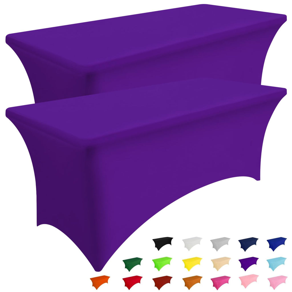 Smiry 2 Pack Spandex Table Cloth 6FT, Elastic Fitted Black Tablecloth