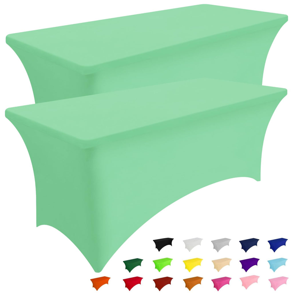 Smiry 2 Pack Spandex Table Cloth 6FT, Elastic Fitted Black Tablecloth