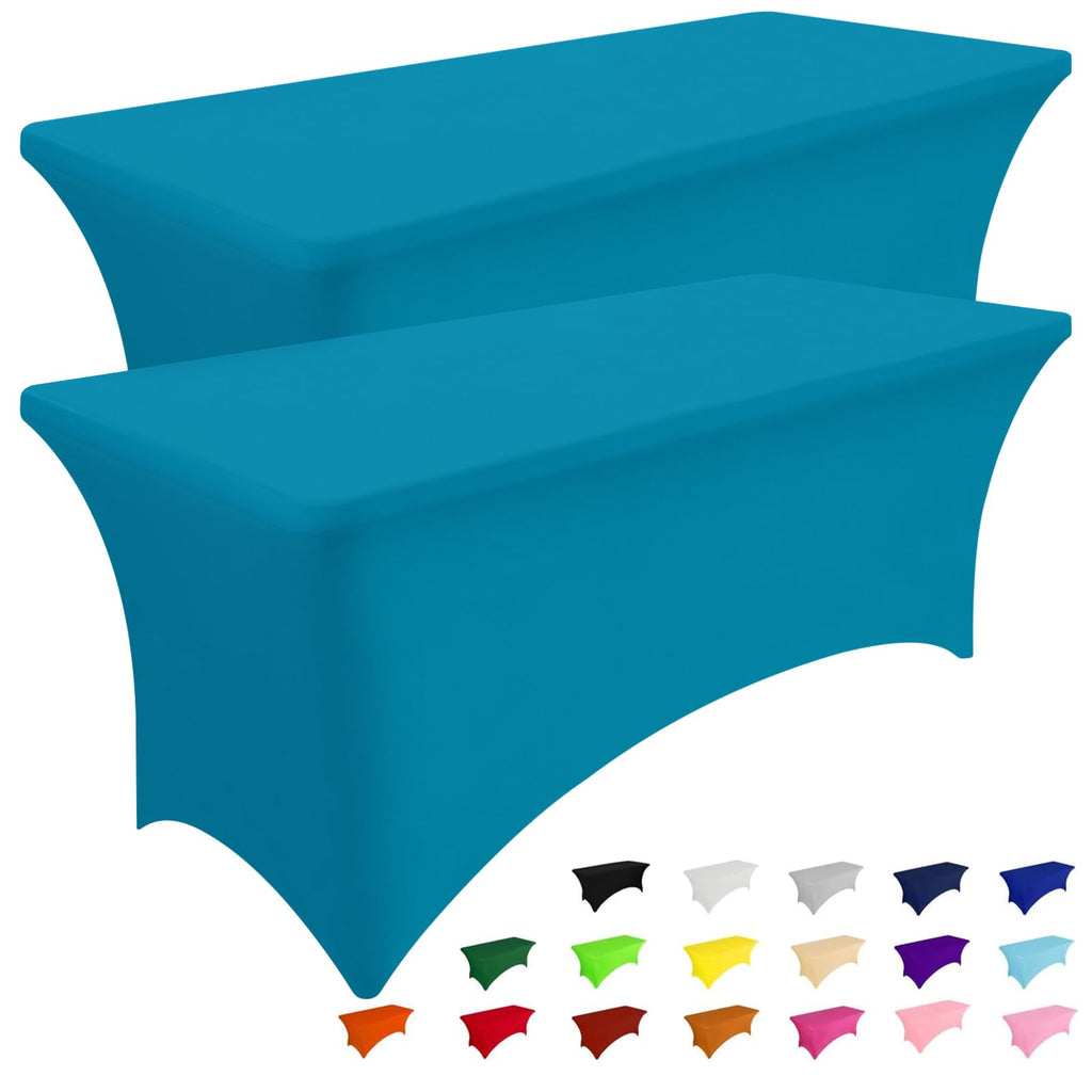 Smiry 2 Pack Spandex Table Cloth 6FT, Elastic Fitted Black Tablecloth