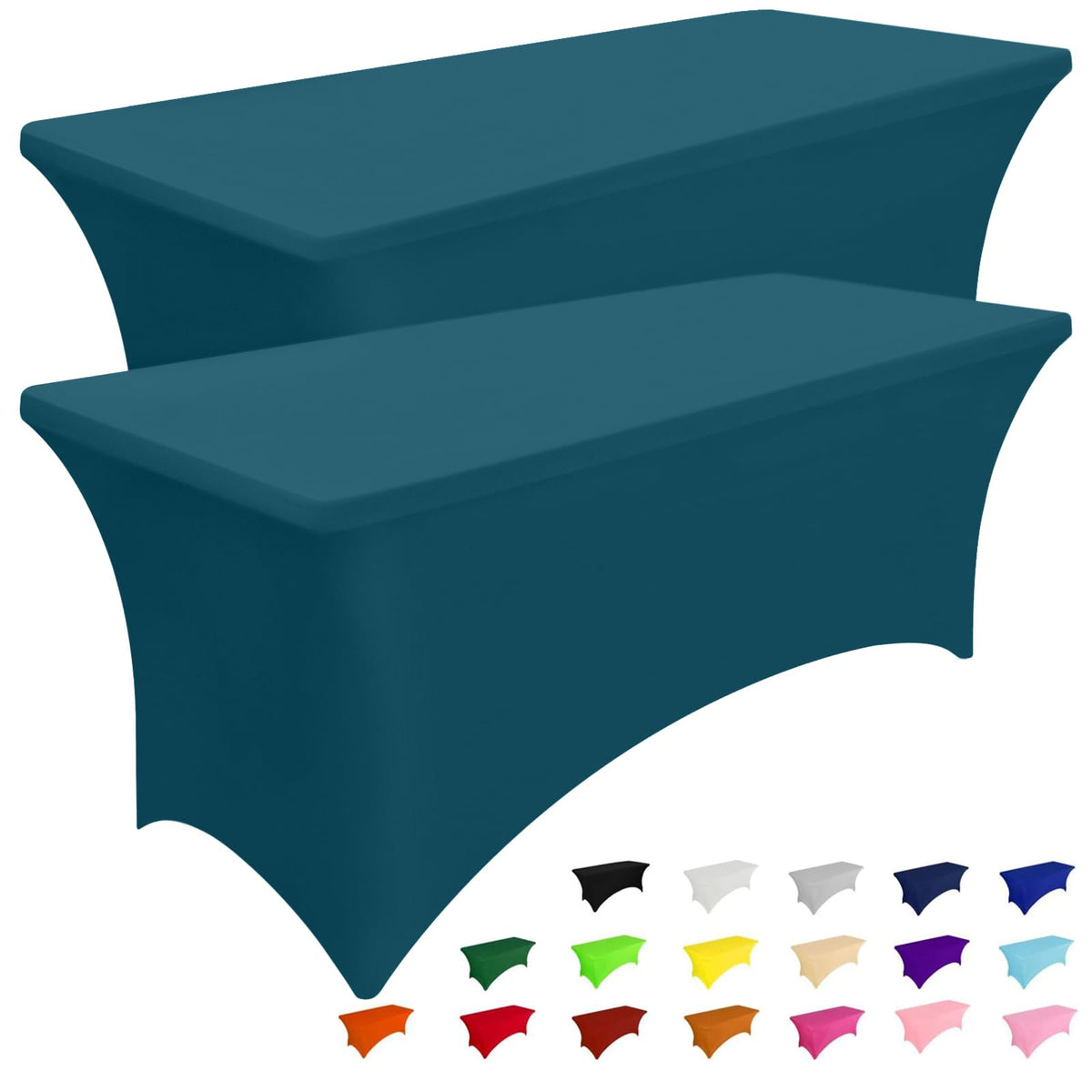 Smiry 2 Pack Spandex Table Cloth 6FT, Elastic Fitted Black Tablecloth