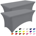 Smiry 2 Pack Spandex Table Cloth 6FT, Elastic Fitted Black Tablecloth