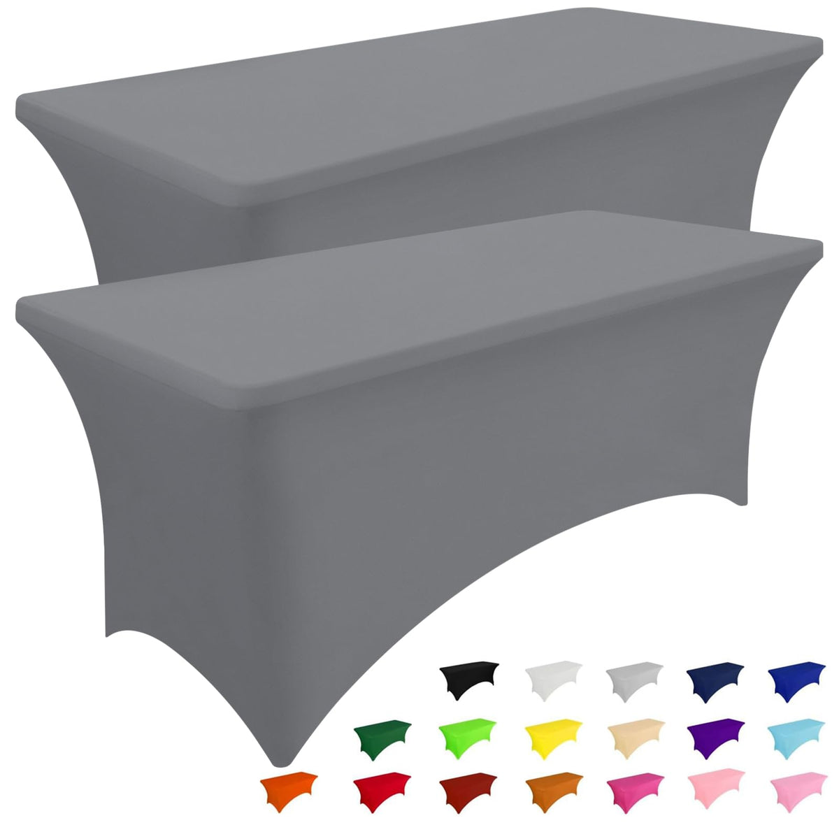 Smiry 2 Pack Spandex Table Cloth 6FT, Elastic Fitted Black Tablecloth