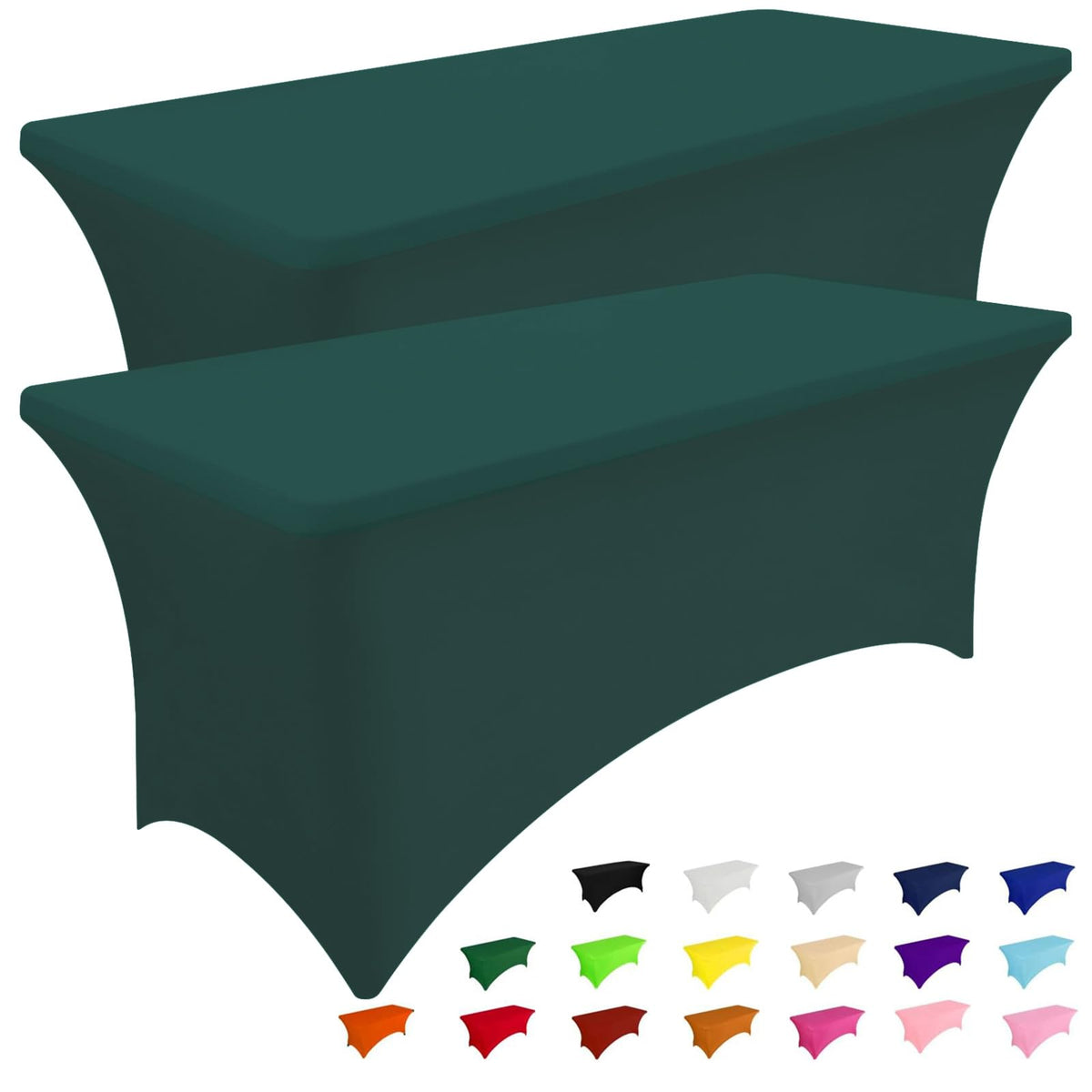 Smiry 2 Pack Spandex Table Cloth 6FT, Elastic Fitted Black Tablecloth
