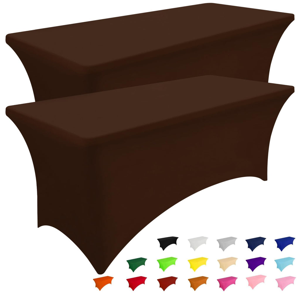 Smiry 2 Pack Spandex Table Cloth 6FT, Elastic Fitted Black Tablecloth