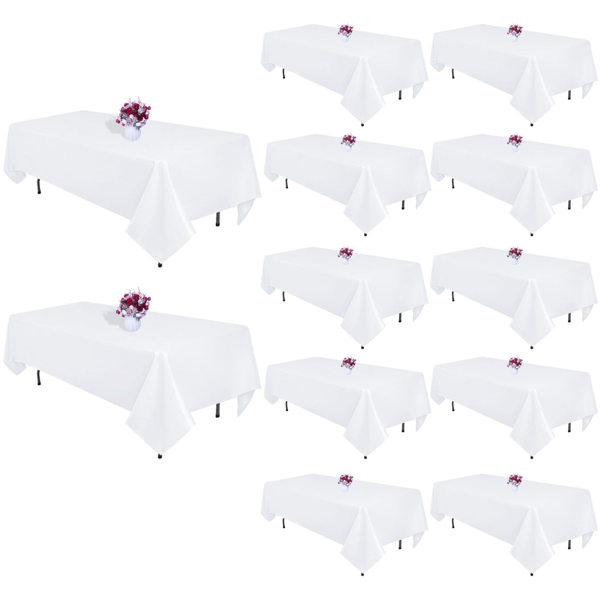 Black Tablecloths Rectangle 60 x 102 Inch, 12 Pack