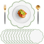 60 Pcs Light Pink Paper Placemats, 13.5 Inch Disposable Scalloped Placemat