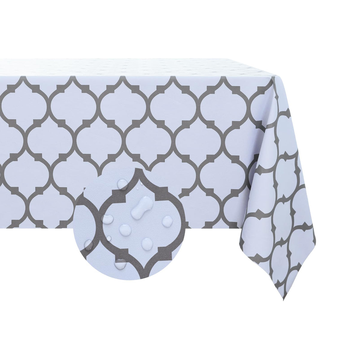 Romanstile Rectangle Vinyl Tablecloth, 100% Waterproof Oil-Proof Checkered Plastic Table Cloth, Heavy Duty Wipeable Table Covers for Dining, Camping, Picnic, Outdoor - 54 x 78 Inch, Grey