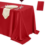 4 Pack Ivory Satin Tablecloth 58 x 102 Inch Overlay Seamless Design