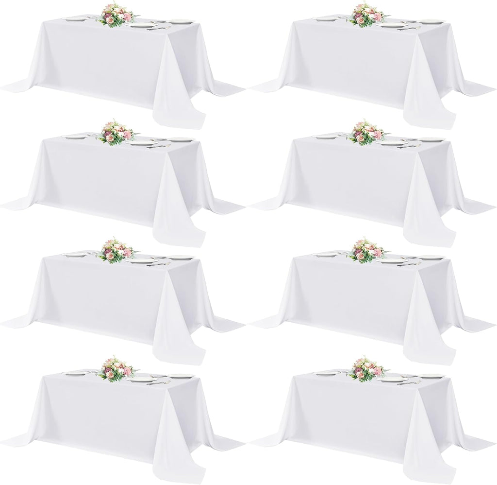sancua White Table Cloths Rectangular, 8 Pack 90x132 Inch Tablecloths