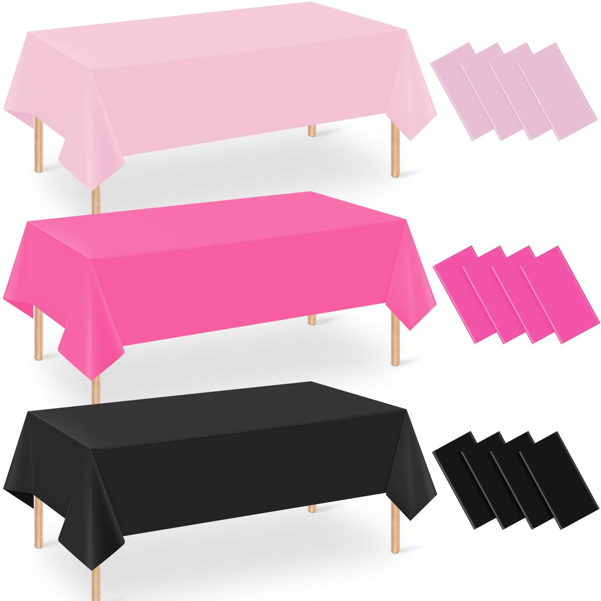 12 Pack Hawaiian Plastic Tablecloth for Rectangle Tables, Pink Green Yellow Tropical Disposable Table Cover, Luau Rectangle Table Cloth for Summer Flamingo Birthday Picnic Party Supplies Decorations