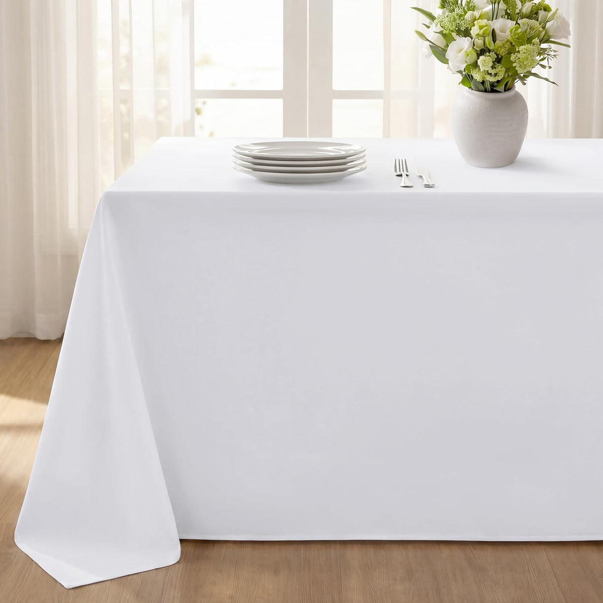 Softalker Rectangle Tablecloth, Waterproof Table Cloths Wrinkle Free Fabric Washable Polyester Table Cover for Dining Tables Party Outdoor Camping Parties Buffet - 60 x 84 inch, Navy Blue