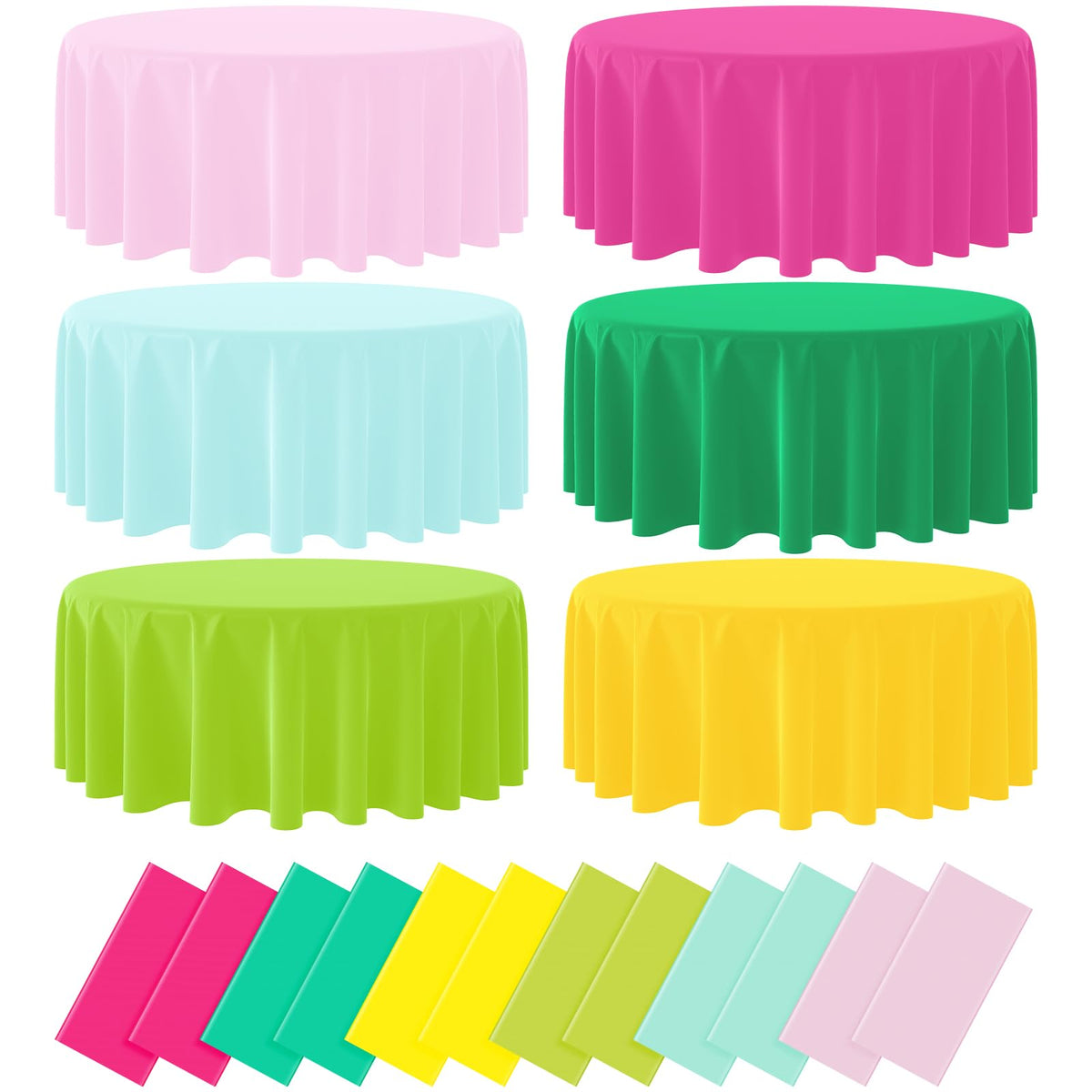 12 Pack Hawaiian Plastic Tablecloth for Rectangle Tables, Pink Green Yellow Tropical Disposable Table Cover, Luau Rectangle Table Cloth for Summer Flamingo Birthday Picnic Party Supplies Decorations
