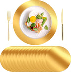 KesaPlan 50PCS 13in Round Gold Placemats, Disposable Paper Chargers Plate