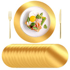 KesaPlan 50PCS 13in Round Gold Placemats, Disposable Paper Chargers Plate