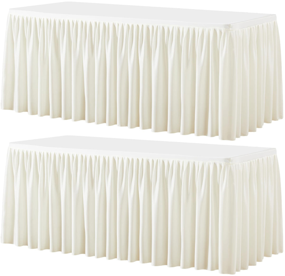 Wish Care 2 Pack Champagne Rectangle Table Clothes for 6 Foot Tables, Polyester Fitted Tablecloths 6t Stretch Table Cover for Wedding, Birthday, Parties, Trade Show, Craft Show