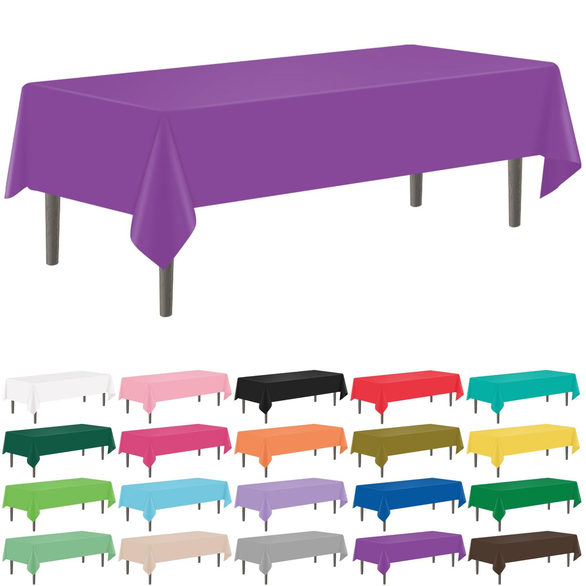 YSYJ 12 Pack Beige 54 x 108 Inch Disposable Plastic Tablecloths Rectangular Table Cloth Plastic Table Cover for Parties