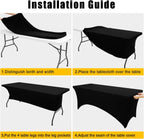 Smiry 2 Pack Spandex Table Cloth 6FT, Elastic Fitted Black Tablecloth