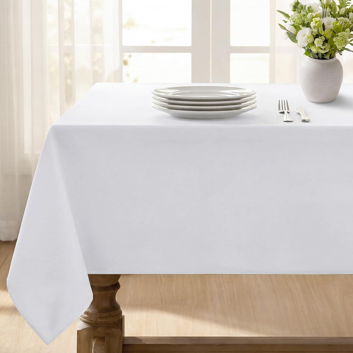 Softalker Rectangle Tablecloth, Waterproof Table Cloths Wrinkle Free Fabric Washable Polyester Table Cover for Dining Tables Party Outdoor Camping Parties Buffet - 60 x 84 inch, Navy Blue